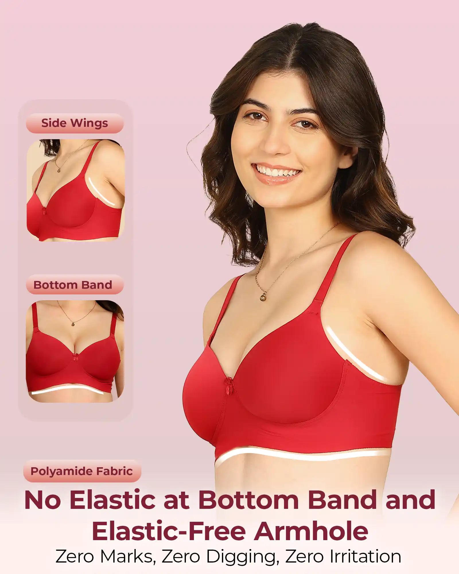 Intimist Easy-Fit Seamless Bonded Padded Everyday Bra (IS-5991-Wine)(Pack of 2)