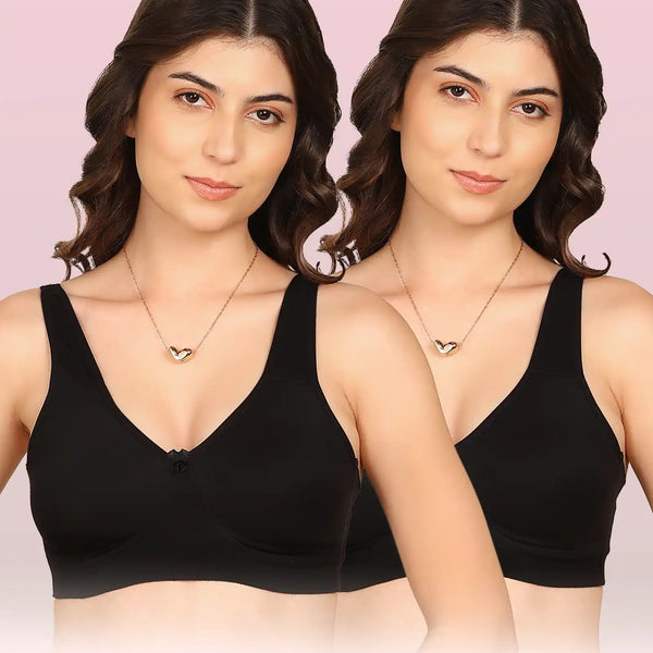 Intimist Easy-Fit Seamless Bonded Everyday Bra (IS-401-BLACK)( Pack Of 2)