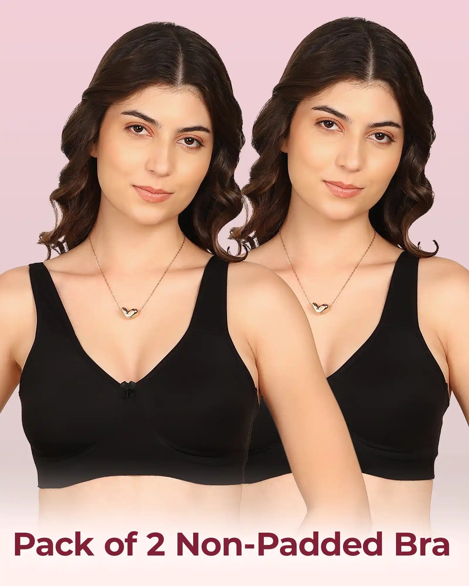 Intimist Easy-Fit Seamless Bonded Everyday Bra (IS-401-BLACK)( Pack Of 2)